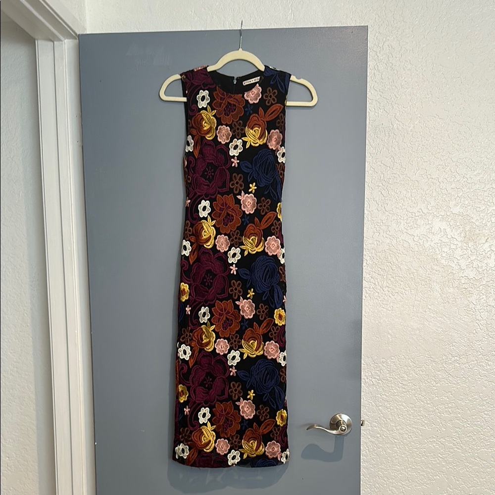 Alice and Olivia Floral embroidered Sleeveless Dress